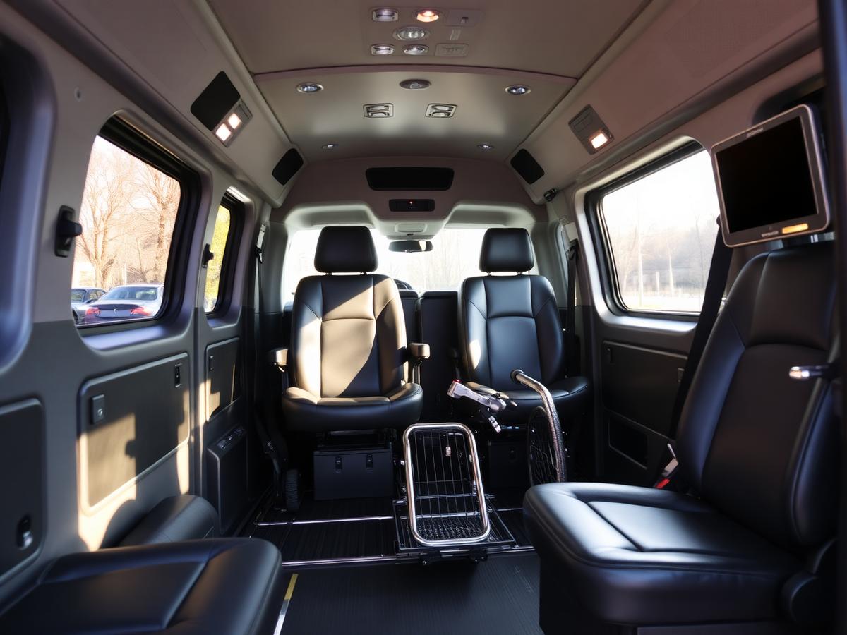 Interior of an accessible KADASH transport van